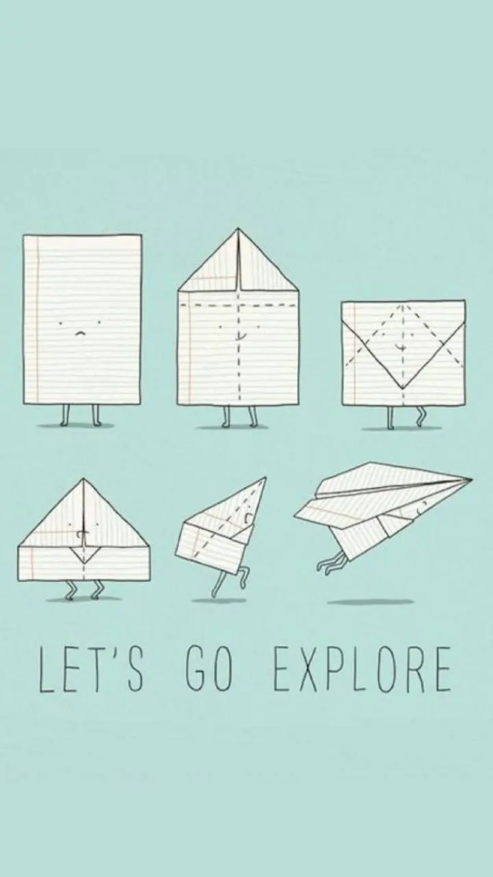 The most Googled photo Blue paper plane with Let's Go Explore