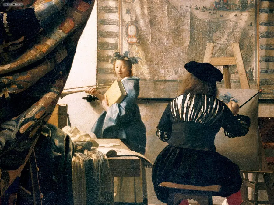 Download Beautiful photo of the masterpiece The art of painting, one of the works of Johannes Vermeer 
