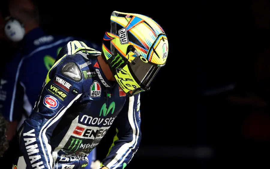 Professional motorcycle rider with clothes and helmet for Instagram