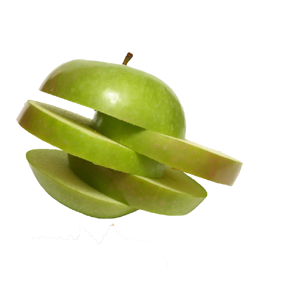 Telephoto of green apple layered for photoshop