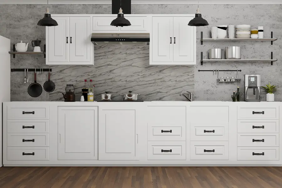  Attractive image of a beautiful kitchen with neoclassical cabinets 