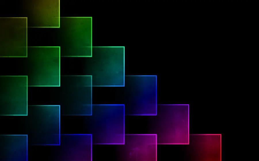 Black wallpaper with neon squares for laptops and computers