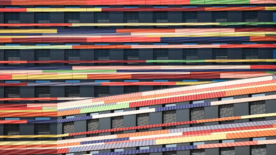 Digital computer drawing and design of colorful buildings 