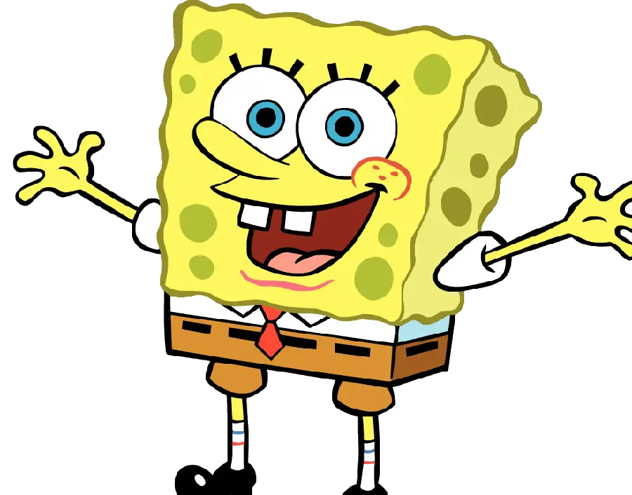 Drawing of a kind SpongeBob with open hands in free png format