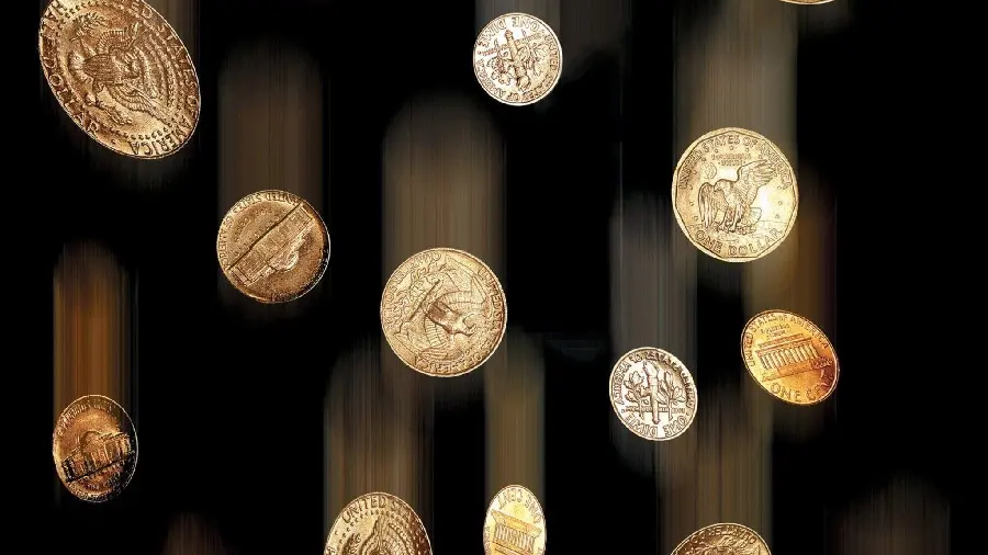 Very beautiful image of coins falling down 
