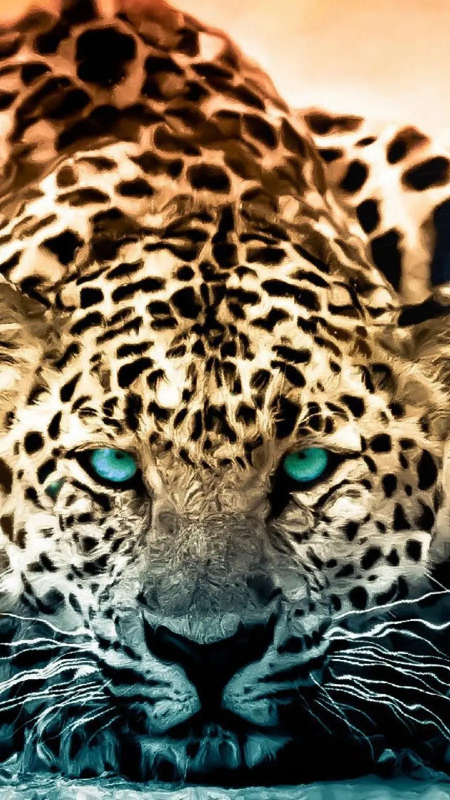 Jaguar background from a close-up with turquoise eyes