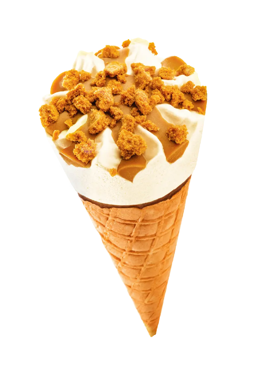 New Image of Milk Ice Cream Cone Decorated with Walnuts and Hazelnuts 