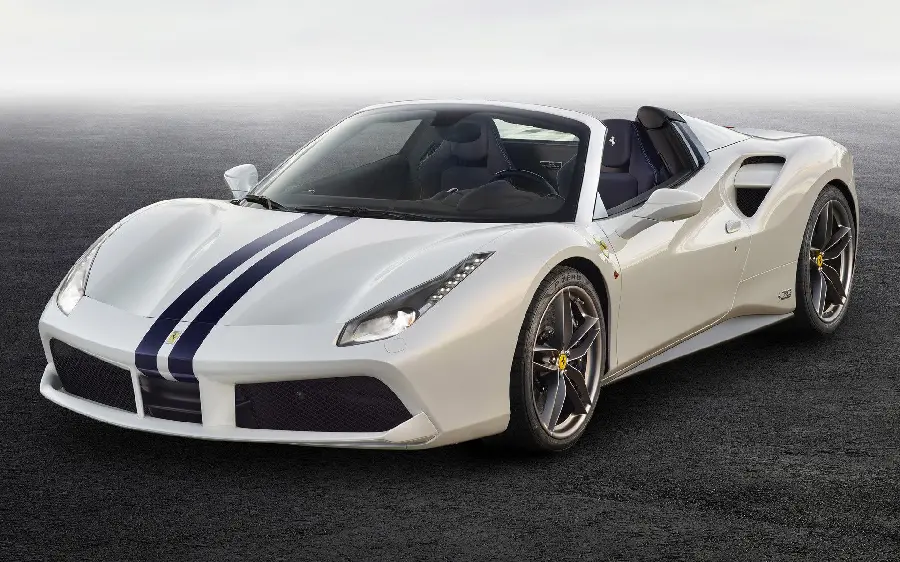 Stylish Profile of the White Ferrari 488 Car, the Most Beautiful Car in the World