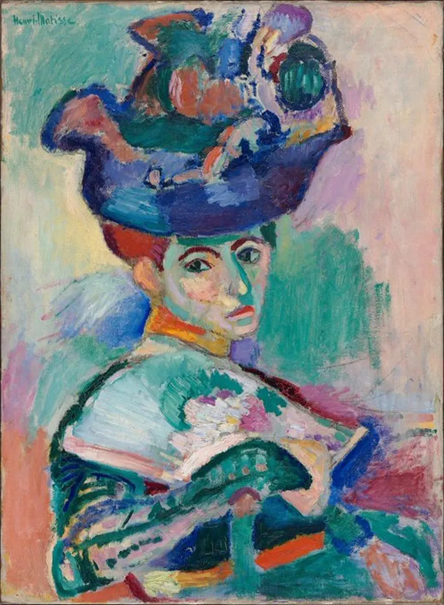 Painting Famous Fauvism called Woman with a Hat by Matisse 
