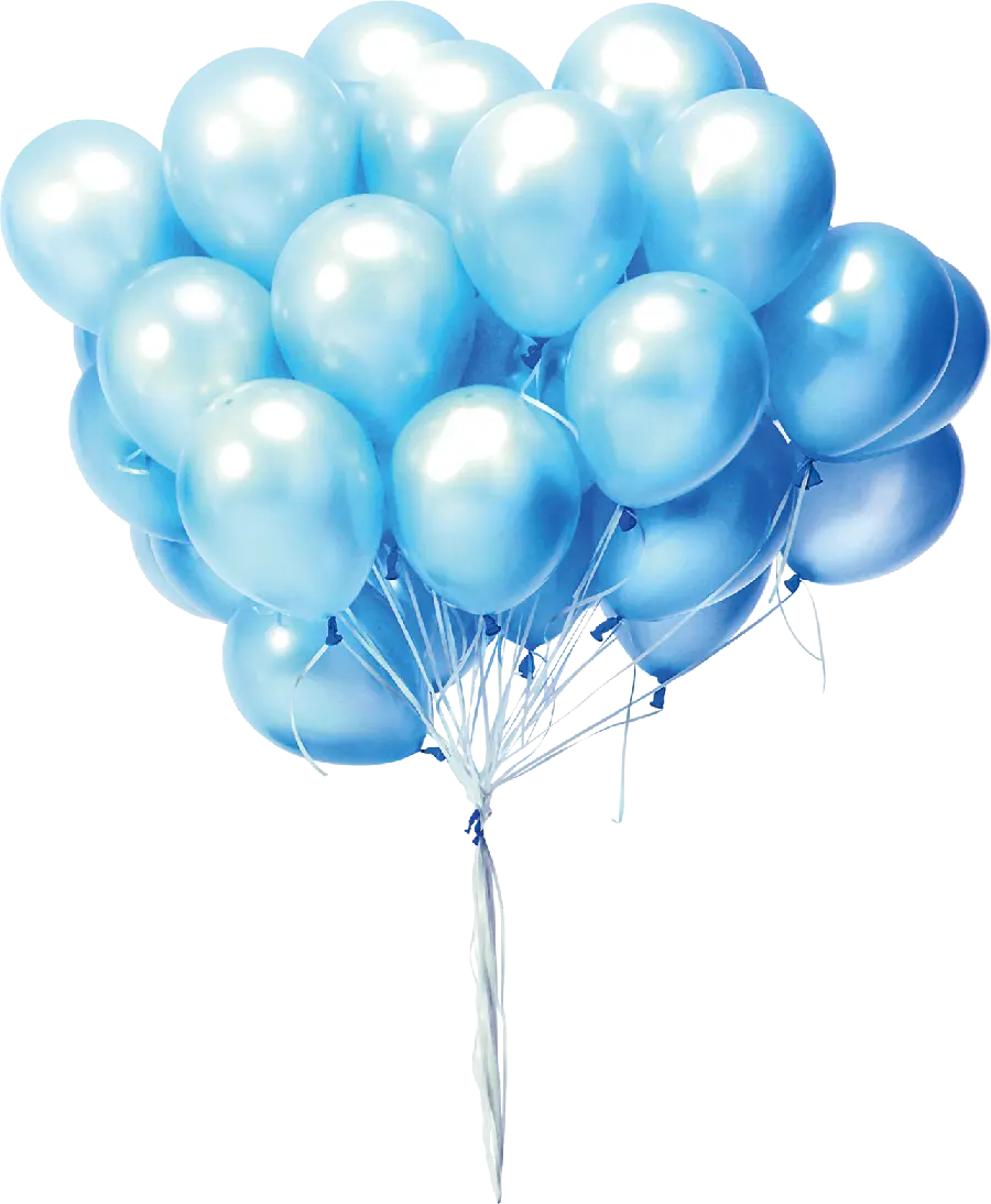 High Quality Blue Helium Birthday Balloon Round Cutout PNG Image 