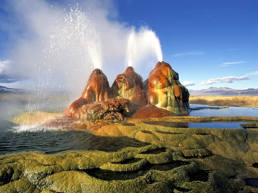 New poster of the rare geyser phenomenon due to the sudden release of water in hot springs