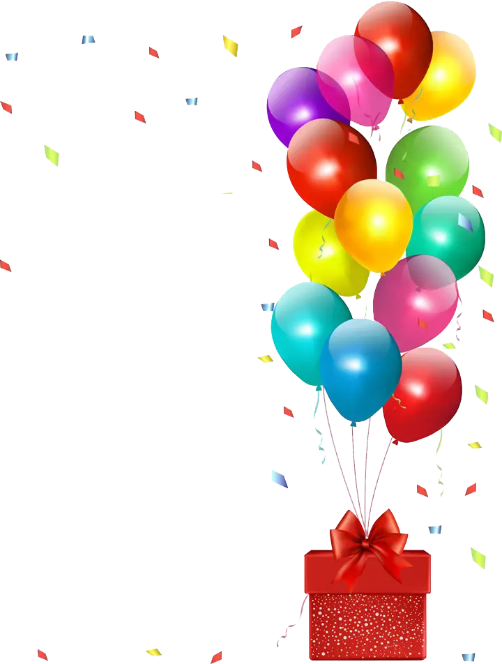 Download a box of colorful balloons in PNG format for Photoshop, birthday photo
