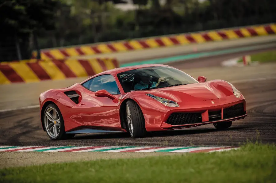 Fast Ferrari 488 Spider car poster on the race track