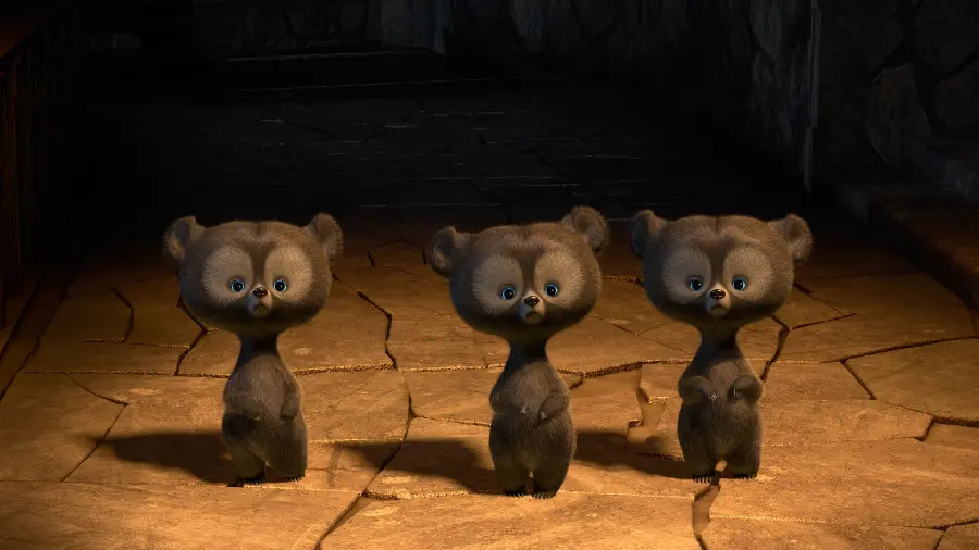 Cute background photo of the three Gogol bears from the Brave cartoon