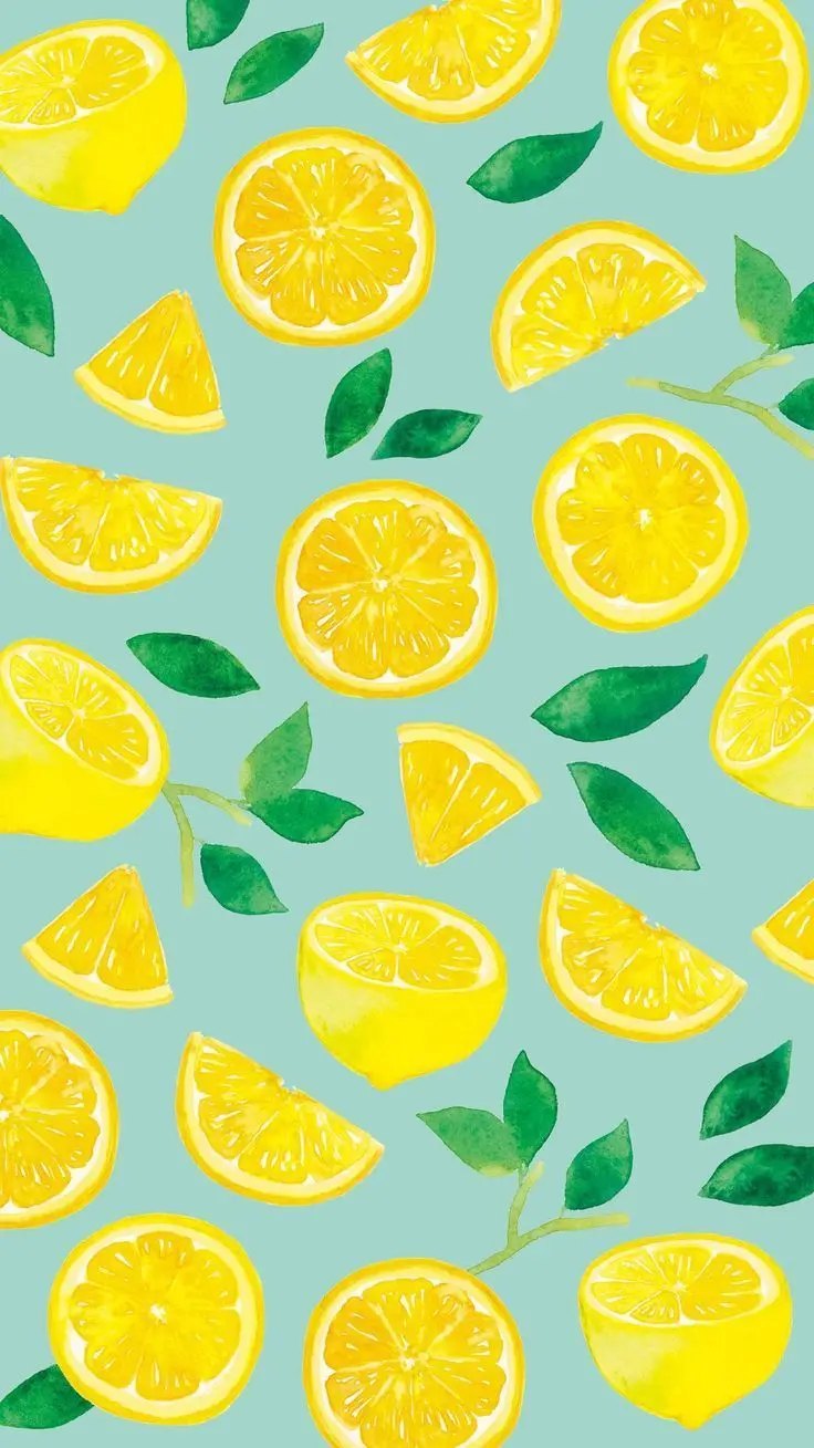 Beautiful turquoise background with green lemons