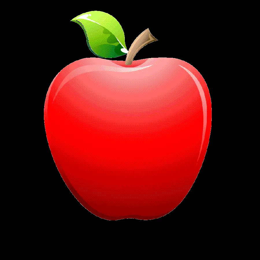 Red apple png label for educational use in school