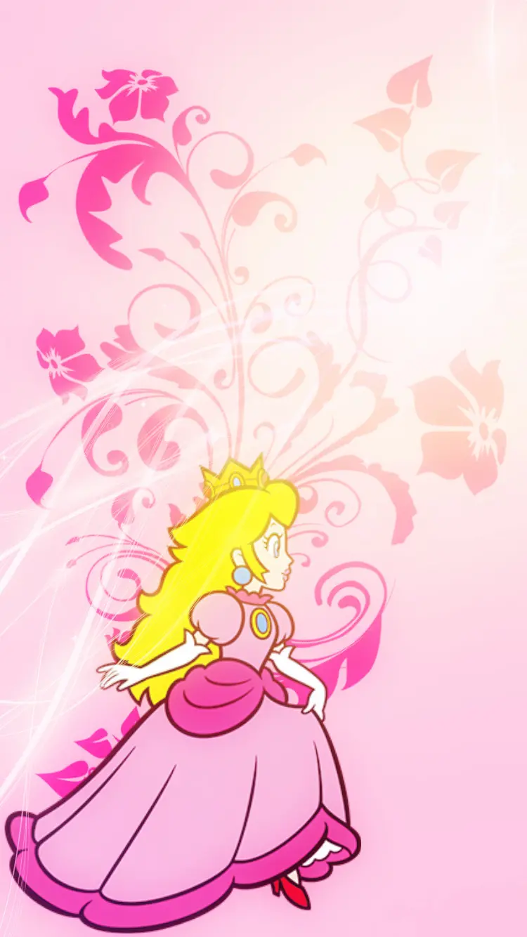 New girly background photo of Princess Peach with a free pink dress 