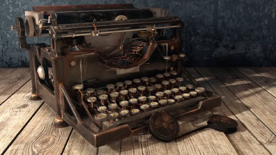 Photo of an old gold typewriter with separate keys