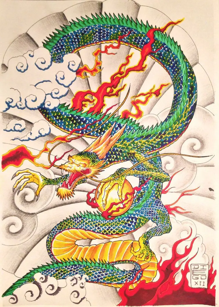 High Quality Japanese Dragon Background for Samsung Phone