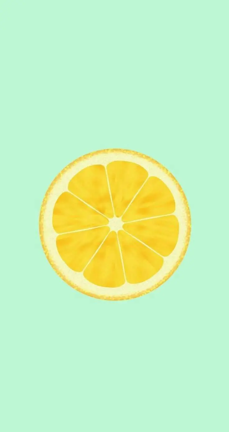 Download cute lemon slice wallpaper with blue green background 