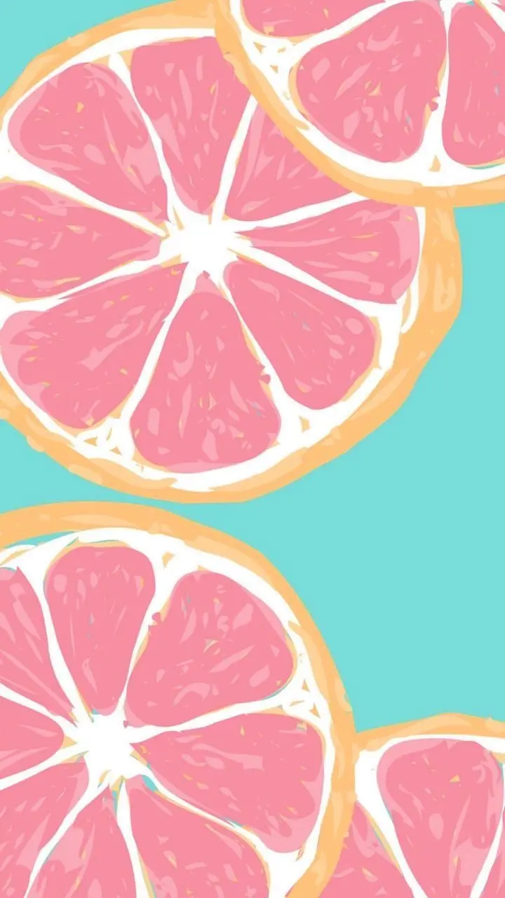 Watercolor drawing of grapefruit with a turquoise background