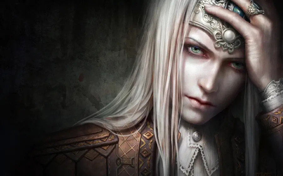 Get Anime Background Image with White Hair and Silver Crown