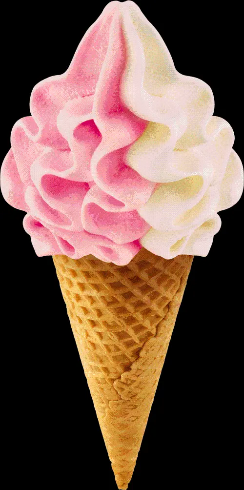 Real Vanilla and Strawberry Ice Cream Cone Photo High Quality 