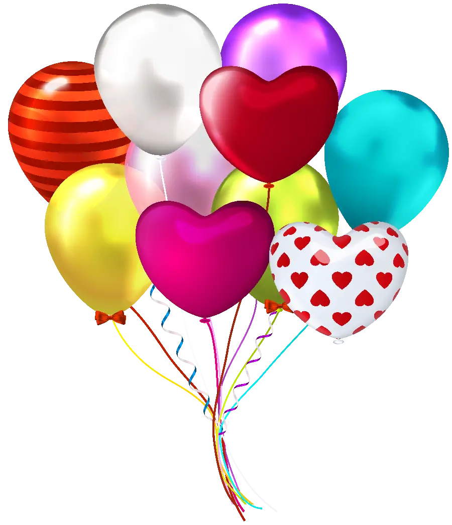 The Latest Image of Colored Heart and Simple Rounded Balloons Free 