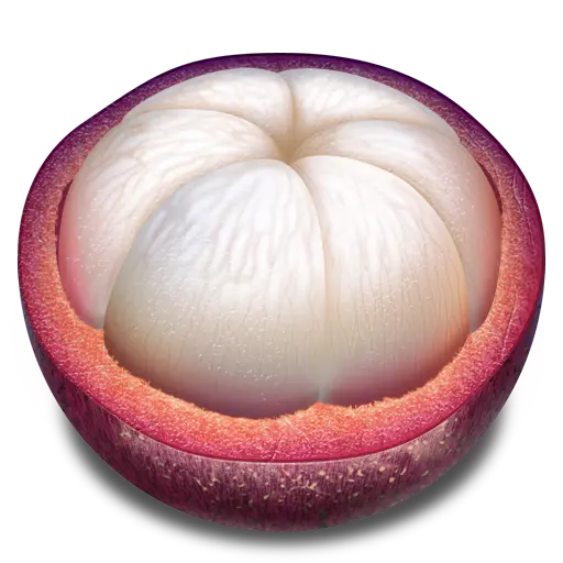 Photo of the inside of the white and ripe Targil fruit, halved, PNG and high quality