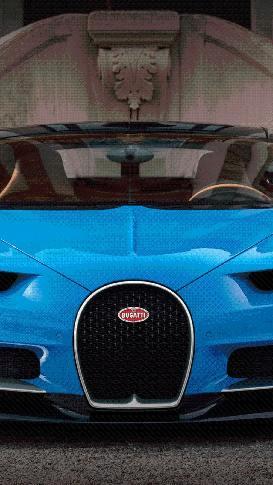 Image of the latest Bugatti model car in bright blue for wallpaper