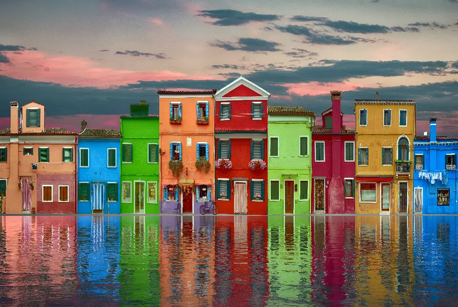 Image of colorful and very beautiful buildings in European cities 