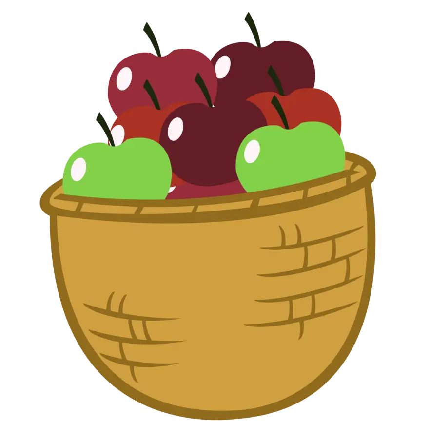 The most beautiful cartoon vector of apples in a basket in png format