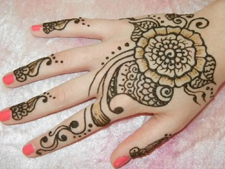 Beautiful artistic and decorative picture of henna Hand with a special geometric design