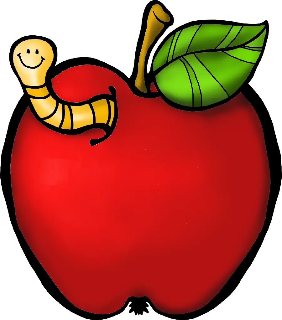 The most beautiful png vector of ripe and wormy red apple