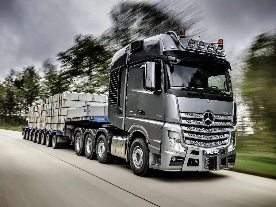 The most mysterious background of the Mercedes-Benz Actros truck for laptops and computers
