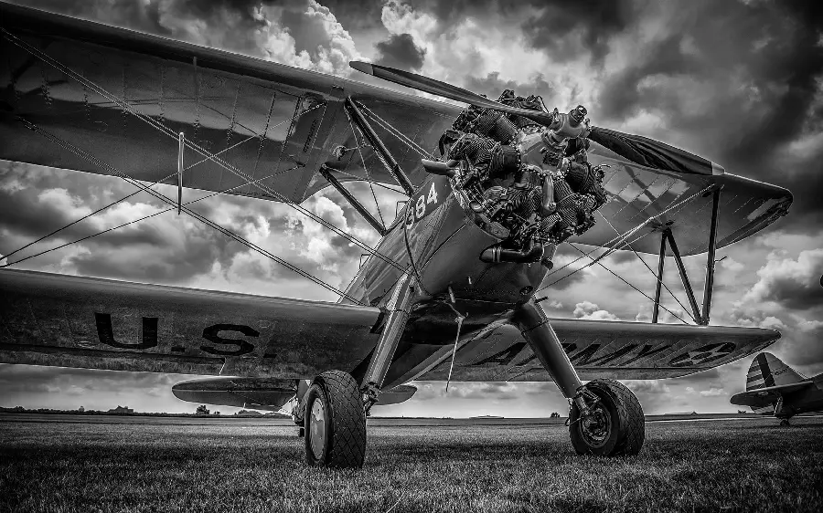 Black and white photo of a strange old plane in the US military 