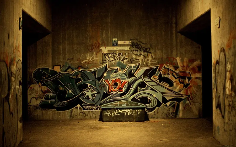 Simple photo of a modern and famous mural and wall writing