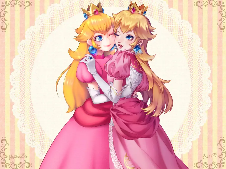 Download Princess Peach and her sister or friend photo for phone background 
