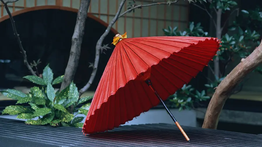 Stock Photo of a Red Umbrella, the Symbol of Beautiful Women in Japan
