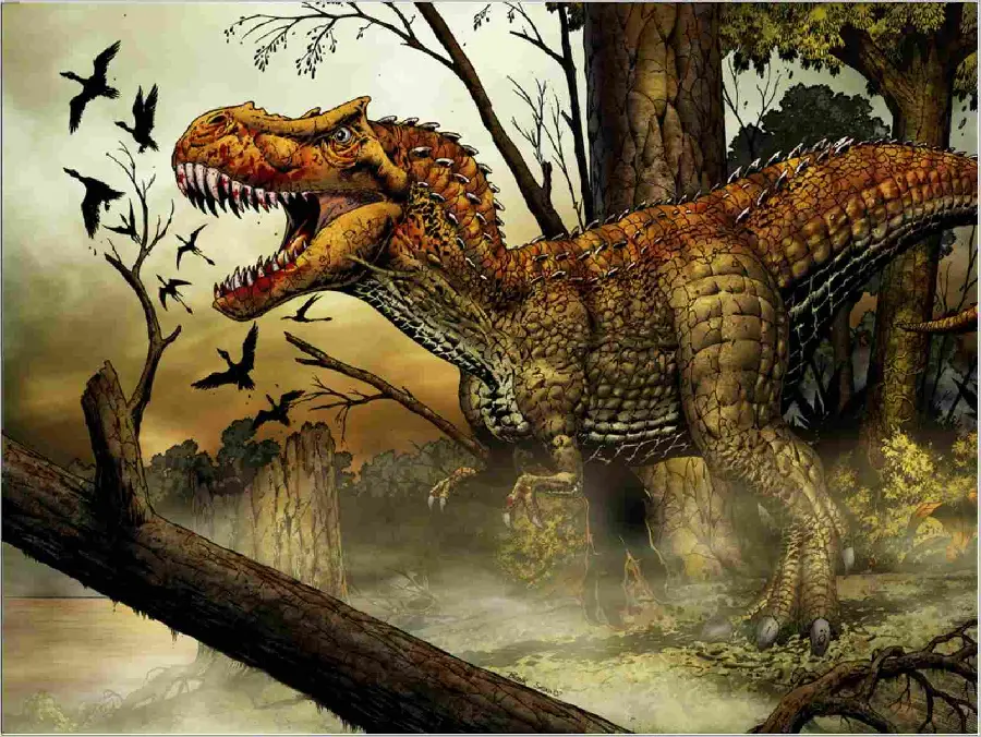 Super wild and scary horned T-Rex dinosaur wallpaper