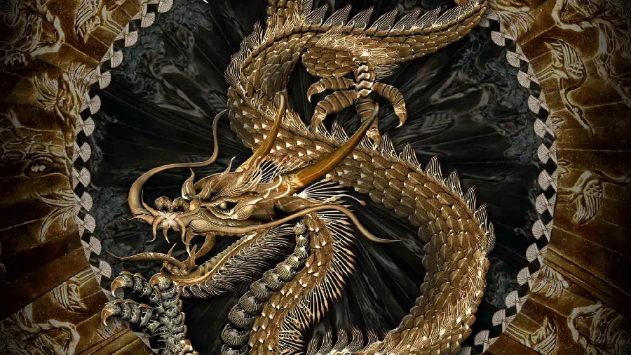 The scariest black and gold dragon photo for Instagram
