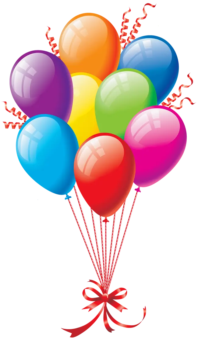 Simple PNG image of computer-drawn colored balloons