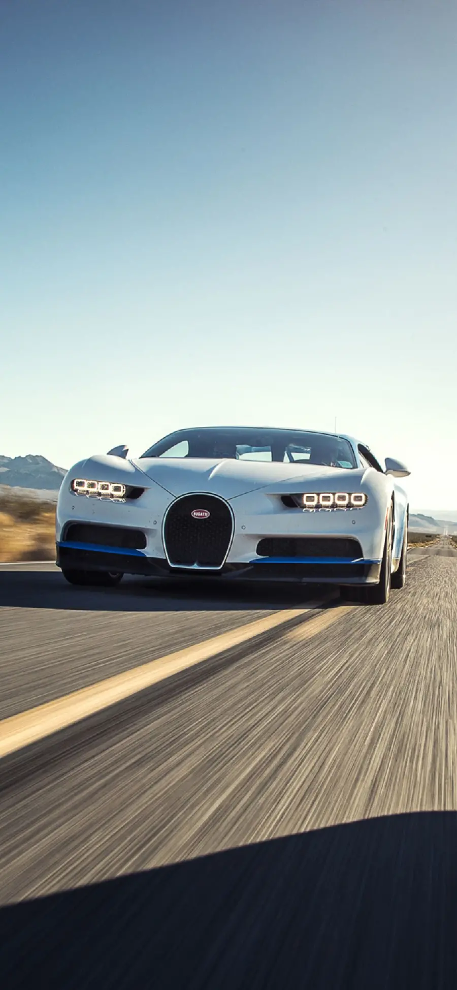 White Bugatti car background on the road for stylish people's phones