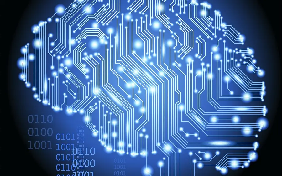 Photo of artificial intelligence in a computer processor and a robot related to technology