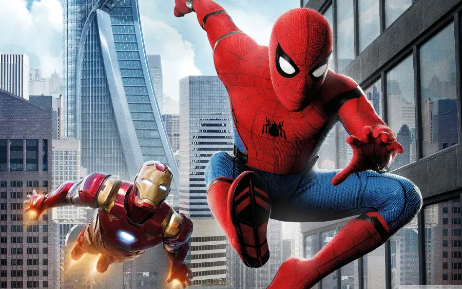 Beautiful Spider-Man wallpaper jumping from buildings