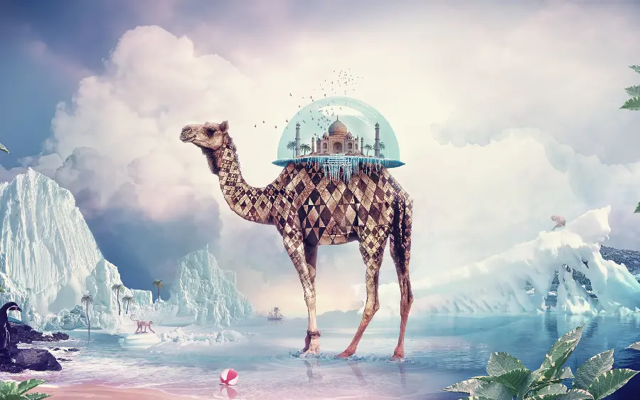 The Most Attractive Photoshop Digital Artwork of a Pack Camel Combining Several Different Worlds