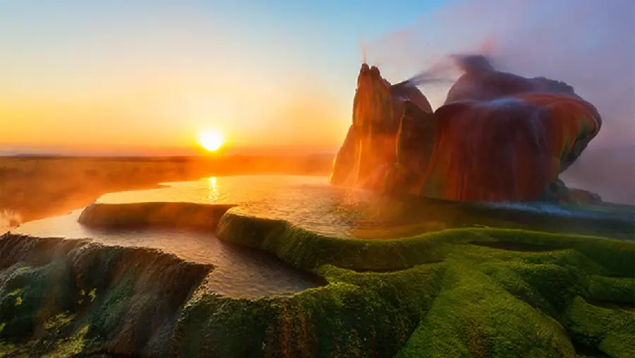 Scenic image of Strokkur geyser located in the south of Iceland