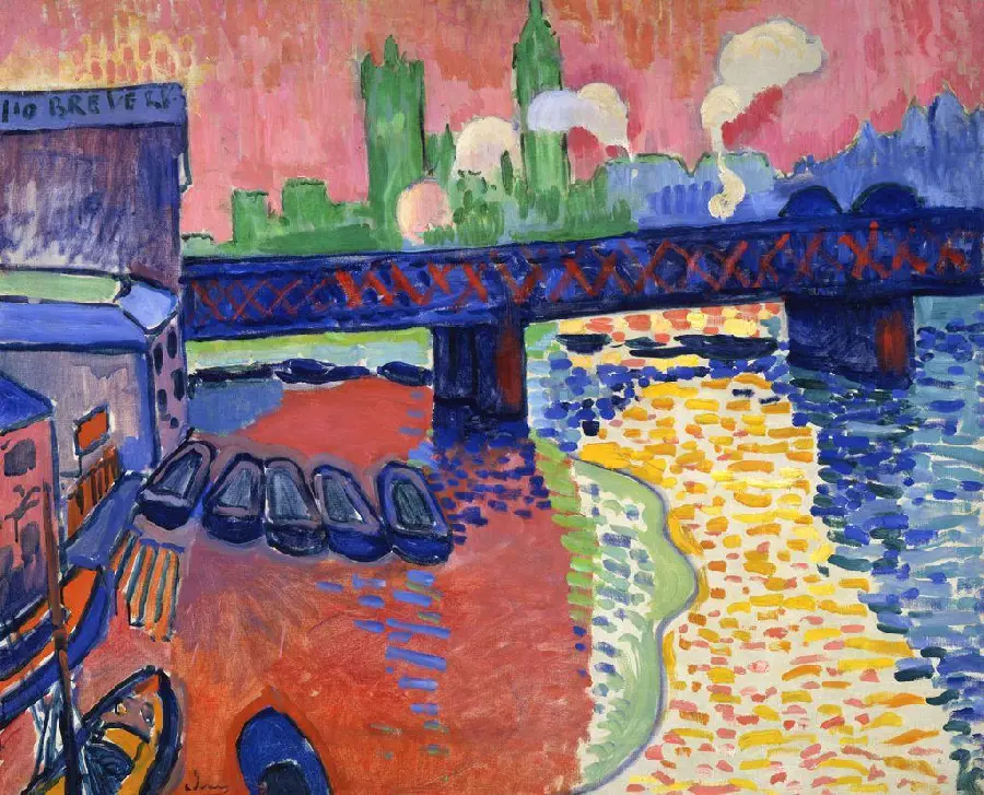 Charning Cross Bridge London Painting by Andre Derain in Fauvism Style
