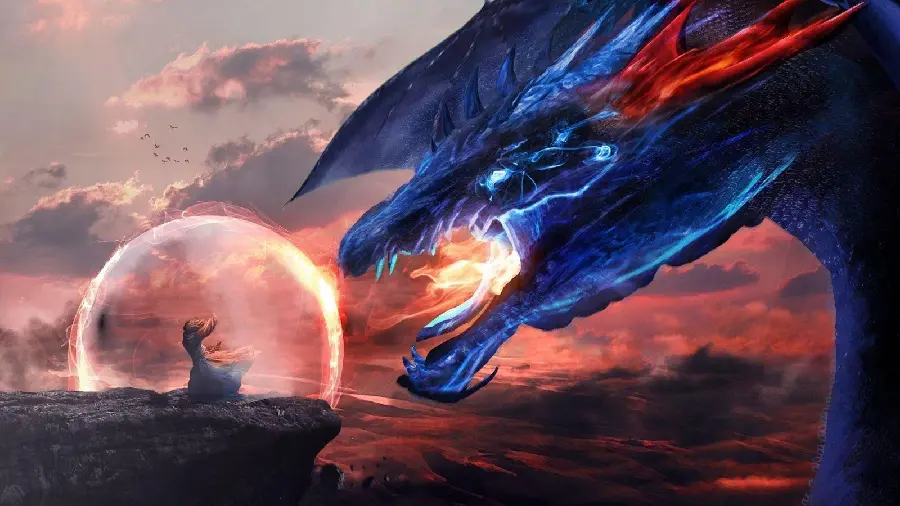 The most different and special ice dragon profile picture with fire breathing 