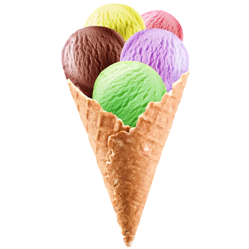 Free download image of 5 scoops of ice cream cones in different flavors 